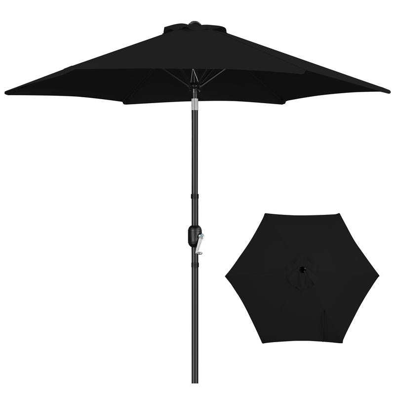 【On Sale】Yaheetech 7.5/9/10FT Patio Umbrella W/ Push Button Tilt and Crank, Outdoor Garden Table Umbrella for Garden, Deck, Backyard, Pool, Beach