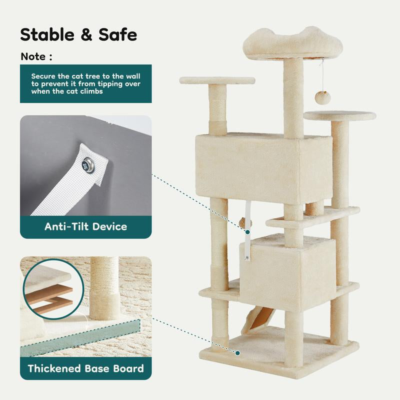 54-Inch Cat Climbing Shelf, Post Cascading Cat Climbing Shelf, Indoor Playhouse, Cozy Nest, Durable, Space-Saving Design, Gift for Pet Owners