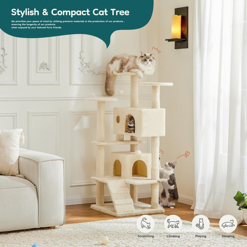 54-Inch Cat Climbing Shelf, Post Cascading Cat Climbing Shelf, Indoor Playhouse, Cozy Nest, Durable, Space-Saving Design, Gift for Pet Owners