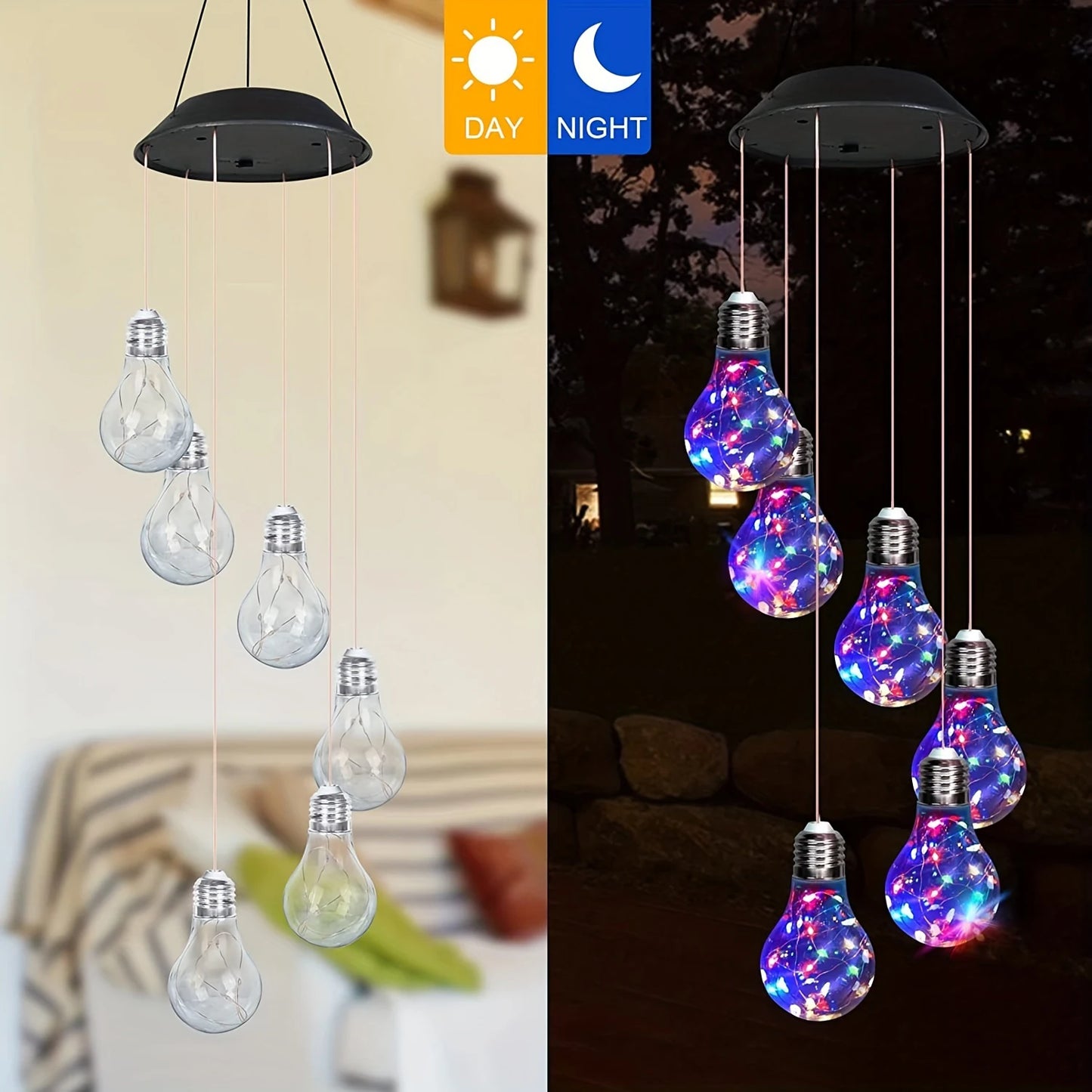 1Pc of Solar Outdoor Courtyard Bulb Wind Chime Landscape Decorative Light, Outdoor LED Wind Chime Light for Festive Illumination