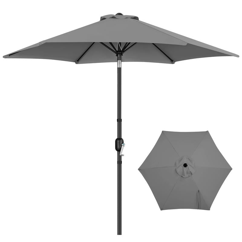 【On Sale】Yaheetech 7.5/9/10FT Patio Umbrella W/ Push Button Tilt and Crank, Outdoor Garden Table Umbrella for Garden, Deck, Backyard, Pool, Beach
