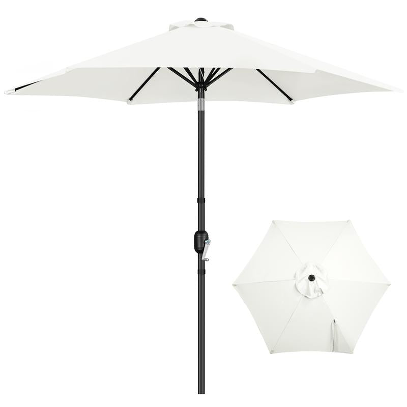 【On Sale】Yaheetech 7.5/9/10FT Patio Umbrella W/ Push Button Tilt and Crank, Outdoor Garden Table Umbrella for Garden, Deck, Backyard, Pool, Beach
