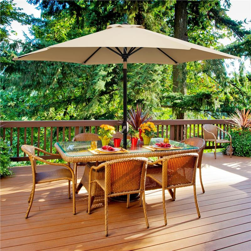 【On Sale】Yaheetech 7.5/9/10FT Patio Umbrella W/ Push Button Tilt and Crank, Outdoor Garden Table Umbrella for Garden, Deck, Backyard, Pool, Beach