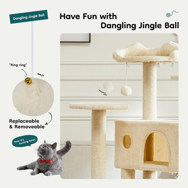 54-Inch Cat Climbing Shelf, Post Cascading Cat Climbing Shelf, Indoor Playhouse, Cozy Nest, Durable, Space-Saving Design, Gift for Pet Owners