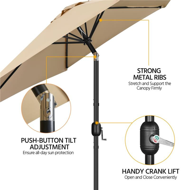 【On Sale】Yaheetech 7.5/9/10FT Patio Umbrella W/ Push Button Tilt and Crank, Outdoor Garden Table Umbrella for Garden, Deck, Backyard, Pool, Beach