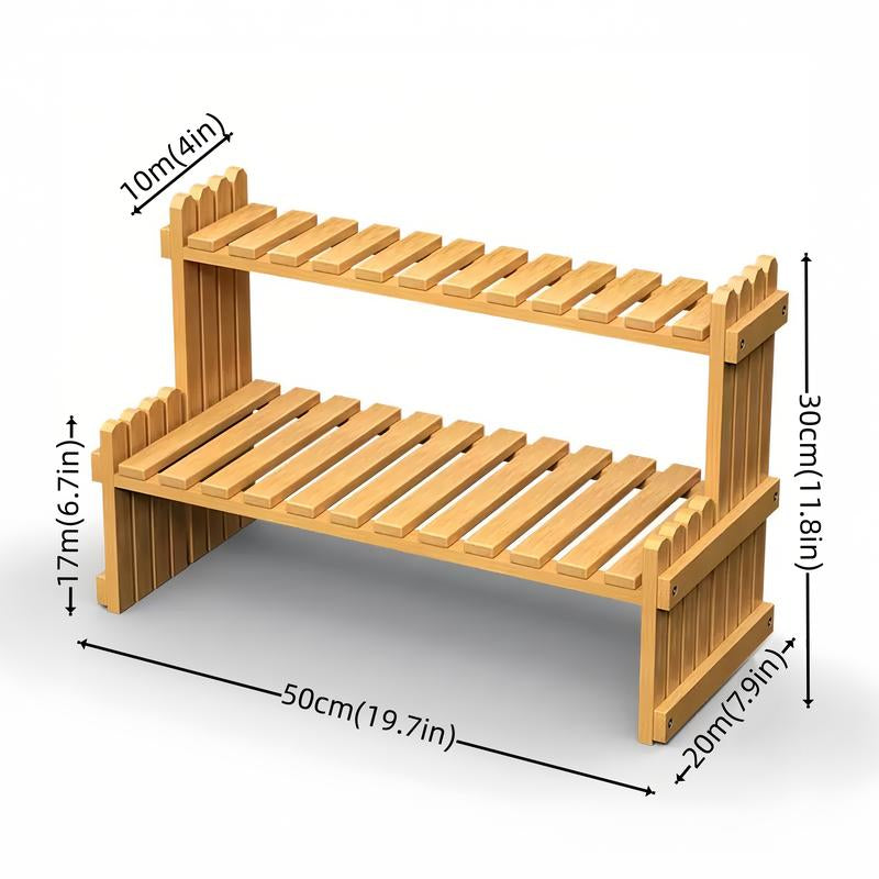 Trending Bamboo Desk Rack, 3-In-1 Plant Display & Storage Small Space Divider Home/Office/Balcony, Stylish MULTI-TIER Plant Stand, Double Duty: Plant Shelf + Book Organizer Natural Wood & Modern Design Perfect for Plant Moms/Dads!