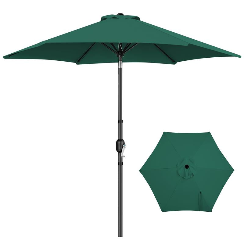 【On Sale】Yaheetech 7.5/9/10FT Patio Umbrella W/ Push Button Tilt and Crank, Outdoor Garden Table Umbrella for Garden, Deck, Backyard, Pool, Beach