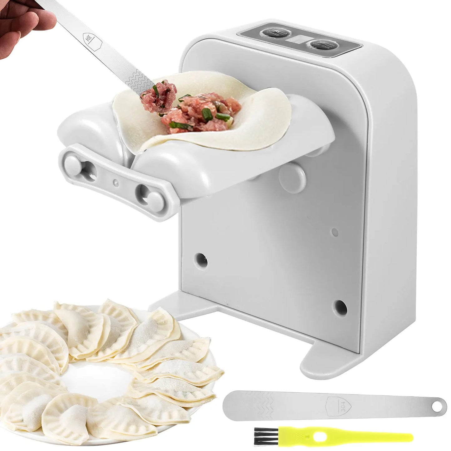 Effortless Electric Dumpling Maker - 1200mAh Rechargeable Automatic Dumpling Machine with Filling Spoon & Brush for Perfectly Wrapped Dumplings in Seconds