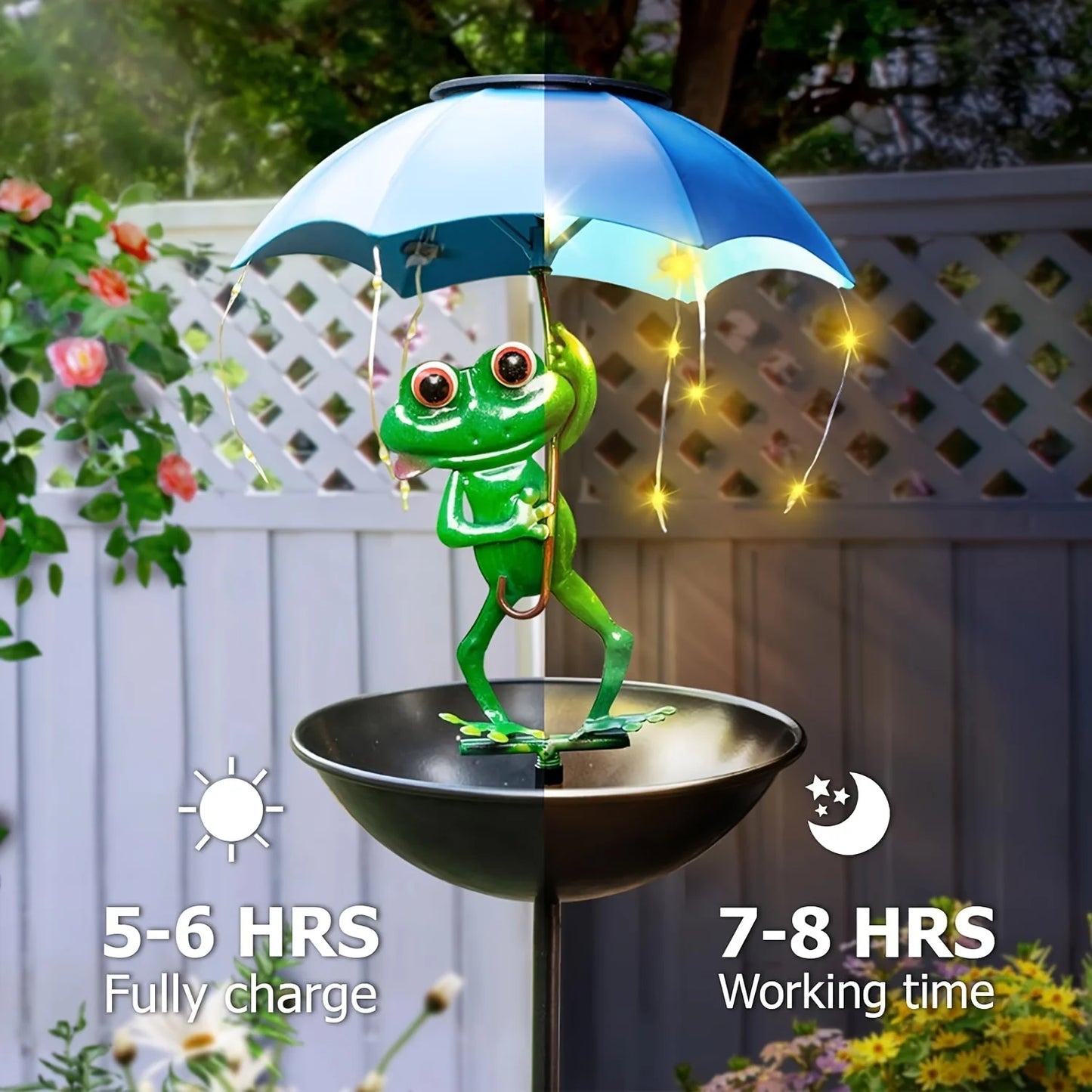 Charming Solar Frog Statue Light - LED Garden Decoration with Hummingbird Feeder for Lawns and Terraces