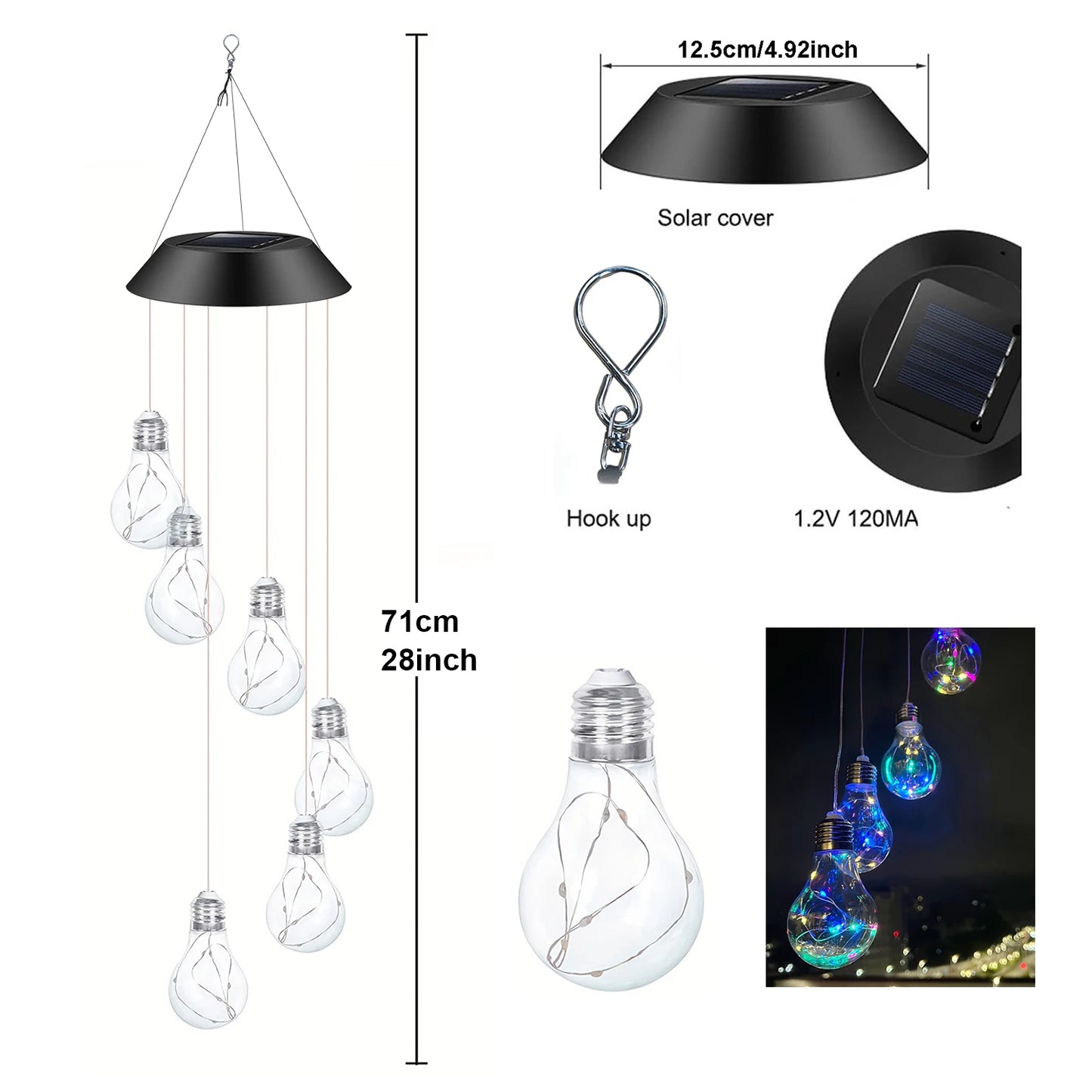 1Pc of Solar Outdoor Courtyard Bulb Wind Chime Landscape Decorative Light, Outdoor LED Wind Chime Light for Festive Illumination