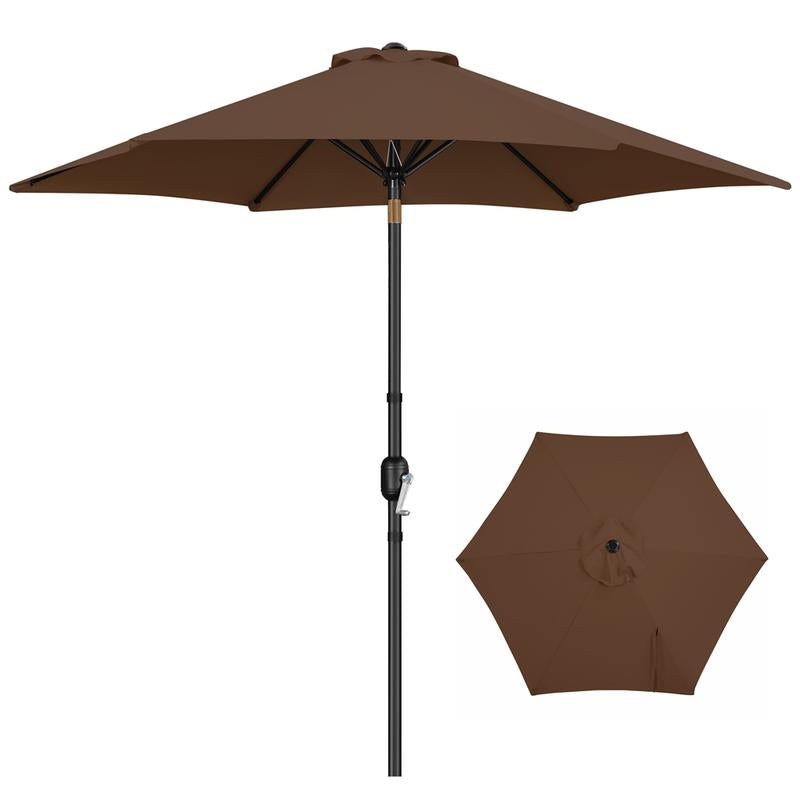 【On Sale】Yaheetech 7.5/9/10FT Patio Umbrella W/ Push Button Tilt and Crank, Outdoor Garden Table Umbrella for Garden, Deck, Backyard, Pool, Beach