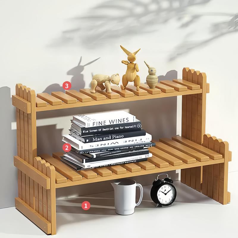 Trending Bamboo Desk Rack, 3-In-1 Plant Display & Storage Small Space Divider Home/Office/Balcony, Stylish MULTI-TIER Plant Stand, Double Duty: Plant Shelf + Book Organizer Natural Wood & Modern Design Perfect for Plant Moms/Dads!