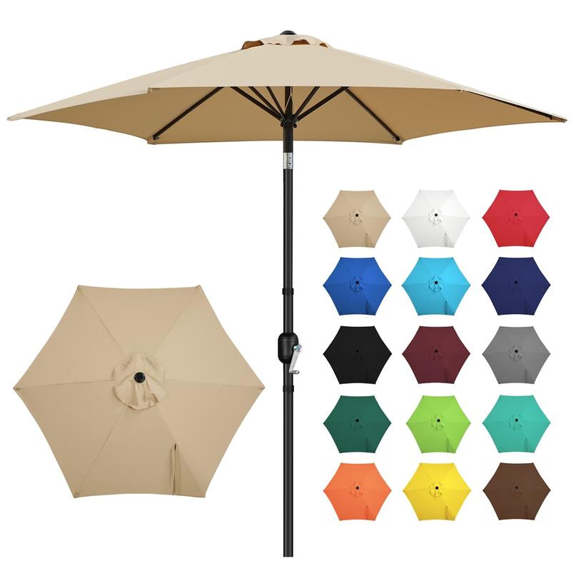 【On Sale】Yaheetech 7.5/9/10FT Patio Umbrella W/ Push Button Tilt and Crank, Outdoor Garden Table Umbrella for Garden, Deck, Backyard, Pool, Beach