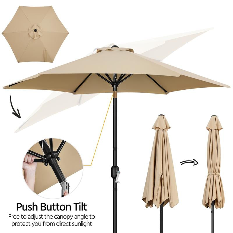 【On Sale】Yaheetech 7.5/9/10FT Patio Umbrella W/ Push Button Tilt and Crank, Outdoor Garden Table Umbrella for Garden, Deck, Backyard, Pool, Beach