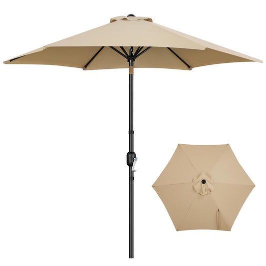 【On Sale】Yaheetech 7.5/9/10FT Patio Umbrella W/ Push Button Tilt and Crank, Outdoor Garden Table Umbrella for Garden, Deck, Backyard, Pool, Beach
