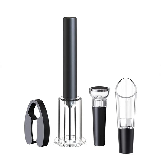 Revolutionize Your Wine Experience with the Air Pump Stainless Steel Wine Bottle Opener Set - Includes Pneumatic Corkscrew and Bottle Stopper for Effortless Operation and Stylish Storage!