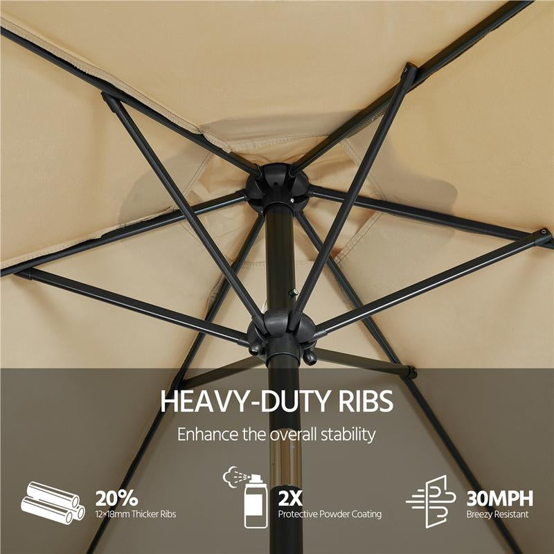 【On Sale】Yaheetech 7.5/9/10FT Patio Umbrella W/ Push Button Tilt and Crank, Outdoor Garden Table Umbrella for Garden, Deck, Backyard, Pool, Beach