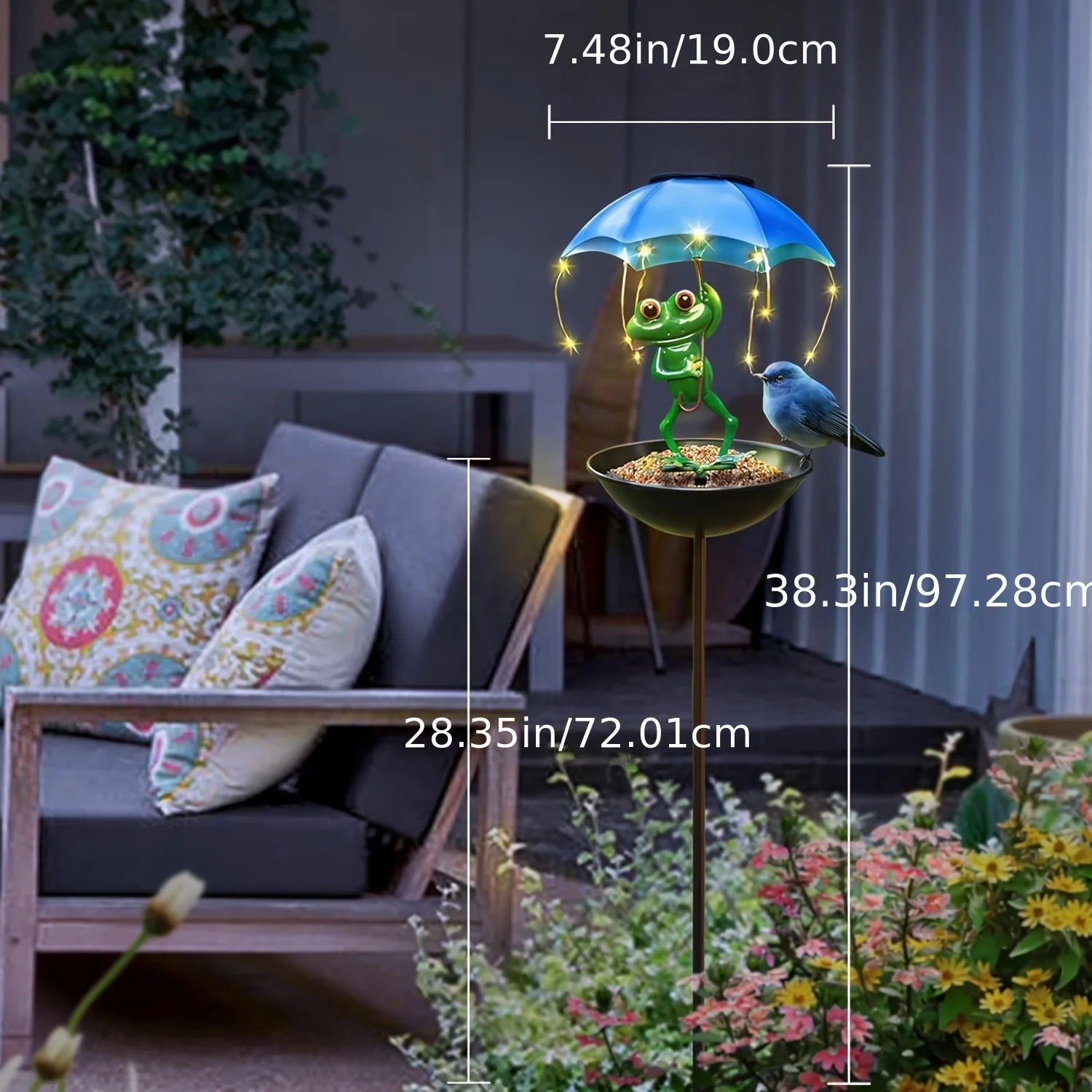 Charming Solar Frog Statue Light - LED Garden Decoration with Hummingbird Feeder for Lawns and Terraces