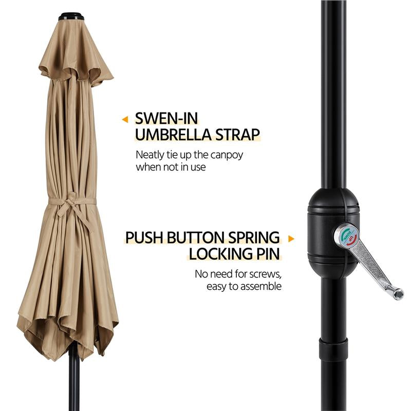 【On Sale】Yaheetech 7.5/9/10FT Patio Umbrella W/ Push Button Tilt and Crank, Outdoor Garden Table Umbrella for Garden, Deck, Backyard, Pool, Beach