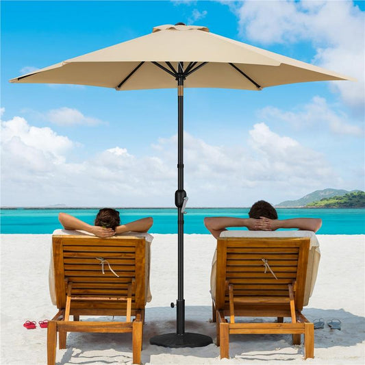 【On Sale】Yaheetech 7.5/9/10FT Patio Umbrella W/ Push Button Tilt and Crank, Outdoor Garden Table Umbrella for Garden, Deck, Backyard, Pool, Beach