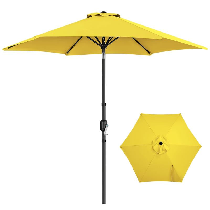 【On Sale】Yaheetech 7.5/9/10FT Patio Umbrella W/ Push Button Tilt and Crank, Outdoor Garden Table Umbrella for Garden, Deck, Backyard, Pool, Beach