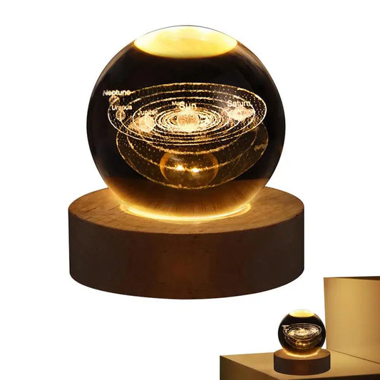 6Cm 3D Crystal Ball Crystal Planet Night Light Laser Engraved Solar System Globe Astronomy Birthday Gift Home Desktop Decoration