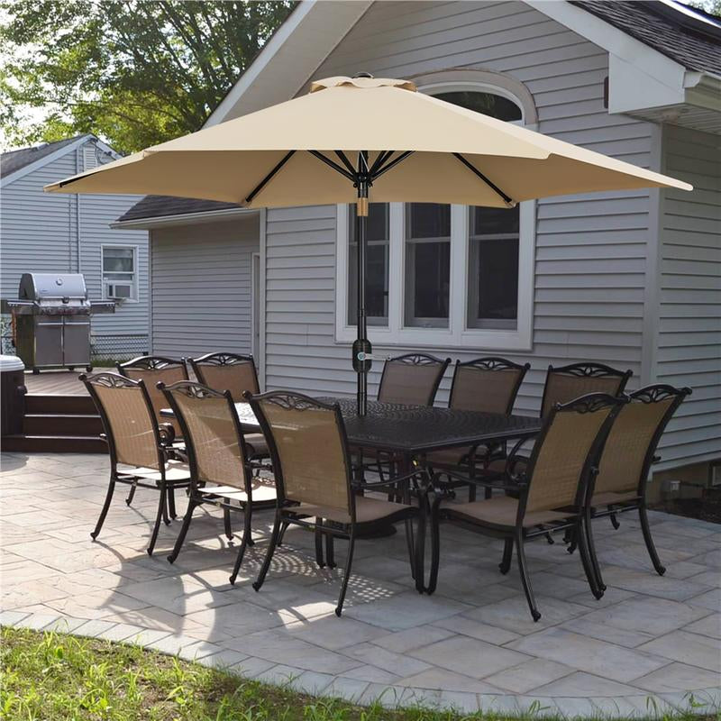 【On Sale】Yaheetech 7.5/9/10FT Patio Umbrella W/ Push Button Tilt and Crank, Outdoor Garden Table Umbrella for Garden, Deck, Backyard, Pool, Beach